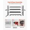 4-Tier Black Wall-Mounted Power Tool Rack with Drill Slots Shelves and Hooks for Garage Storage